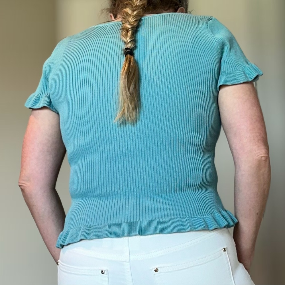 Workshop Republic Clothing Aqua Ruffle Sleeve Top - Picture 3 of 10